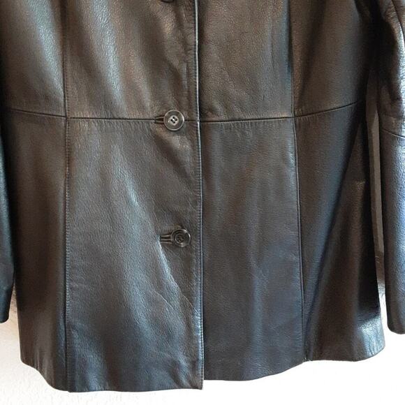 Wilson's Leather Vintage Black Midi Trench Coat 1980 Women's Medium Perfect - Picture 3 of 11